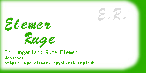elemer ruge business card